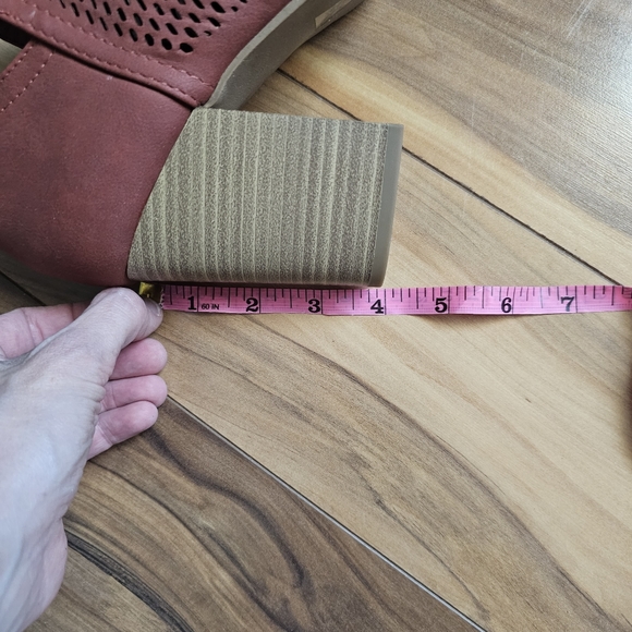 Soda Caster Ankle Boots Chunky Heel Faux Leather Open Toe 7.5 - Picture 7 of 7